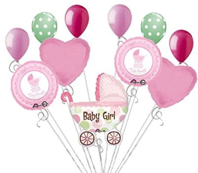 11 piezas Bebé Niña Cochecito Globo Ramo Fiesta Decoración Bienvenida Hogar Ducha Puntos Foto 1 de 4