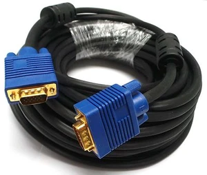 100 Fuß 15 Pin Goldplatte blau SVGA VGA ADAPTER Monitor Stecker Kabel KABEL FÜR PC HDTV - Bild 1 von 4