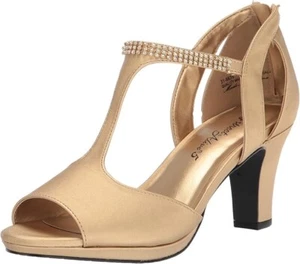 Easy Street Women's Flash Heeled Sandal, Gold Satin, sz 11M - Picture 1 of 17