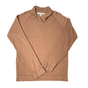 Maglione uomo River Island taglia media 1/4 zip marrone caramello morbido elasticizzato - Foto 1 di 9