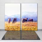 Tempered Glass Surface Protector Painting Animals Horses Meadow Nature 2x30x52cm