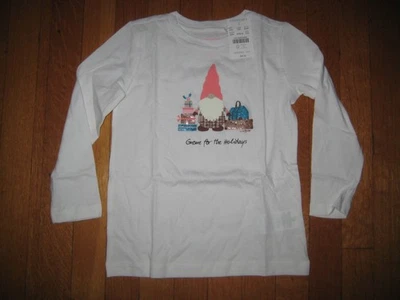 NUEVA Camiseta Crewcuts Gnomo Para Las Fiestas Novedad XXS 2-3 Navidad Diversión Blanca Nueva Con Etiquetas Foto 1 de 4