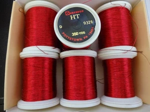 6 Rod Building Wrapping Gudebrod 350yd spools HT Metallic Threads Size "D" Red - Picture 1 of 1