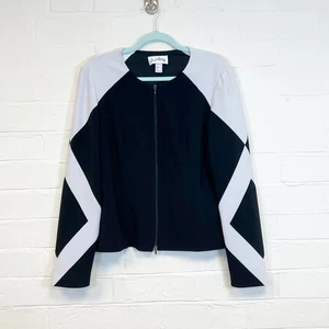 Joseph Ribkoff Jacket Black White Geometric Zip Up Lightweight UK 14 - Picture 1 of 11