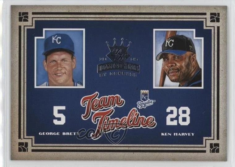 2005 Donruss Diamond Kings Team Timeline George Brett Ken Harvey #TT-11 HOF - Image 1 of 2