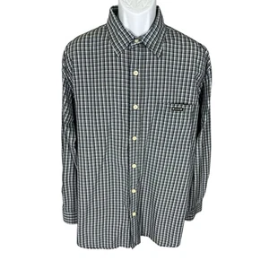 Camicia uomo Lucky Brand blu a quadri manica lunga con bottoni taglia large - Foto 1 di 5