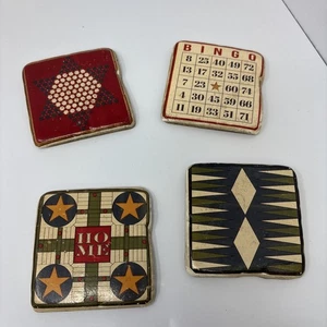 Creative Co 3,75" Quadratisch Dick Vintage Brettspiele Harz Untersetzer Menge 4 - Bild 1 von 10