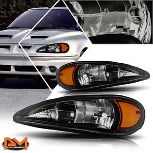 For 99-05 Pontiac Grand Am Headlight/Lamps Repalcement Smoked Housing Amber Side - Picture 1 of 7