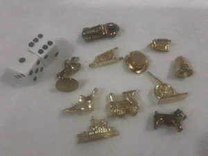 1995 Monopoly Deluxe Edition Original Golden Tokens Set Of 11 - Picture 1 of 2