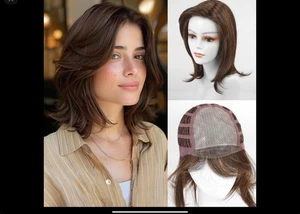 Dark Brown 12 Inch Bob Wig with Bangs Synthetic Futura Ha Glueless None Lace - Picture 1 of 1