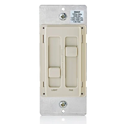Leviton Sureslide Light Almond Fan/led Light Control Slide Switch - Image 1 of 3