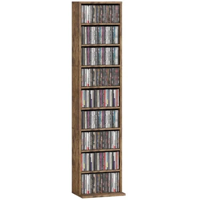HOMCOM 260 CD Storage Unit 120 DVD Storage Tower with 9 Compartments - Image 1 of 4