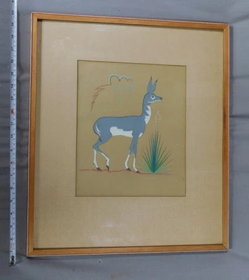 Original gouache painting Theodore Suina signed Ku-Pe-Ru Native American 1949 - Image 1 of 4