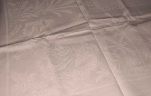 Alte Leinen Damast Tischdecke Webmuster Geburt Jesu Maria 150 x 128 cm (13691) - Bild 1 von 12