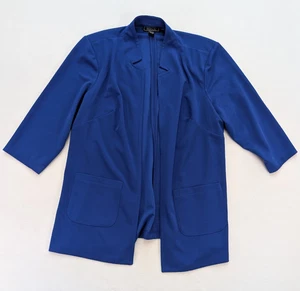 NYCC Women's Blazer Jacket Size 2X Blue Stretch Knit Open Front 3/4 Sleeve - Picture 1 of 11