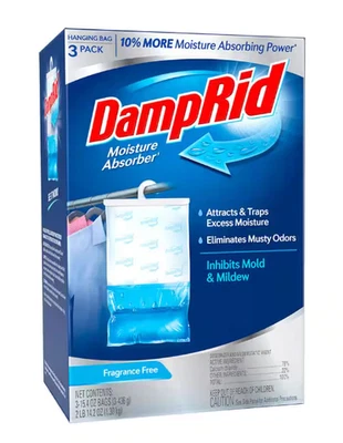 DampRid Fragrance Free Hanging Moisture Absorber, 15.4 oz., 3 Pack