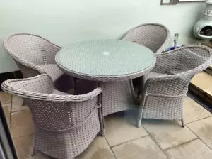 Rattan Dining Set 4 Seater Large Round Table Wicker Chair Garden Patio Furniture - Picture 1 of 10