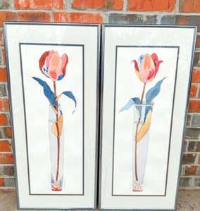 VTG Signed Babette Eddleston Flower Plum Tulip Watercolor Painting Serigraph Art - Picture 1 of 10