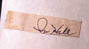 IRV HALL VINTAGE BASEBALLSPIELER. SIGNIERTER ZETTEL. LIFETIME COA. - Bild 1 von 2