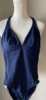 Traje de baño para mujer NAUTICA azul marino de una pieza halter, talla US 10 Foto 1 de 4