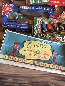Vintage Lot Christmas Lights Bulbs Boxes Clips Indoor GE Paramount Worthmore - Picture 1 of 11