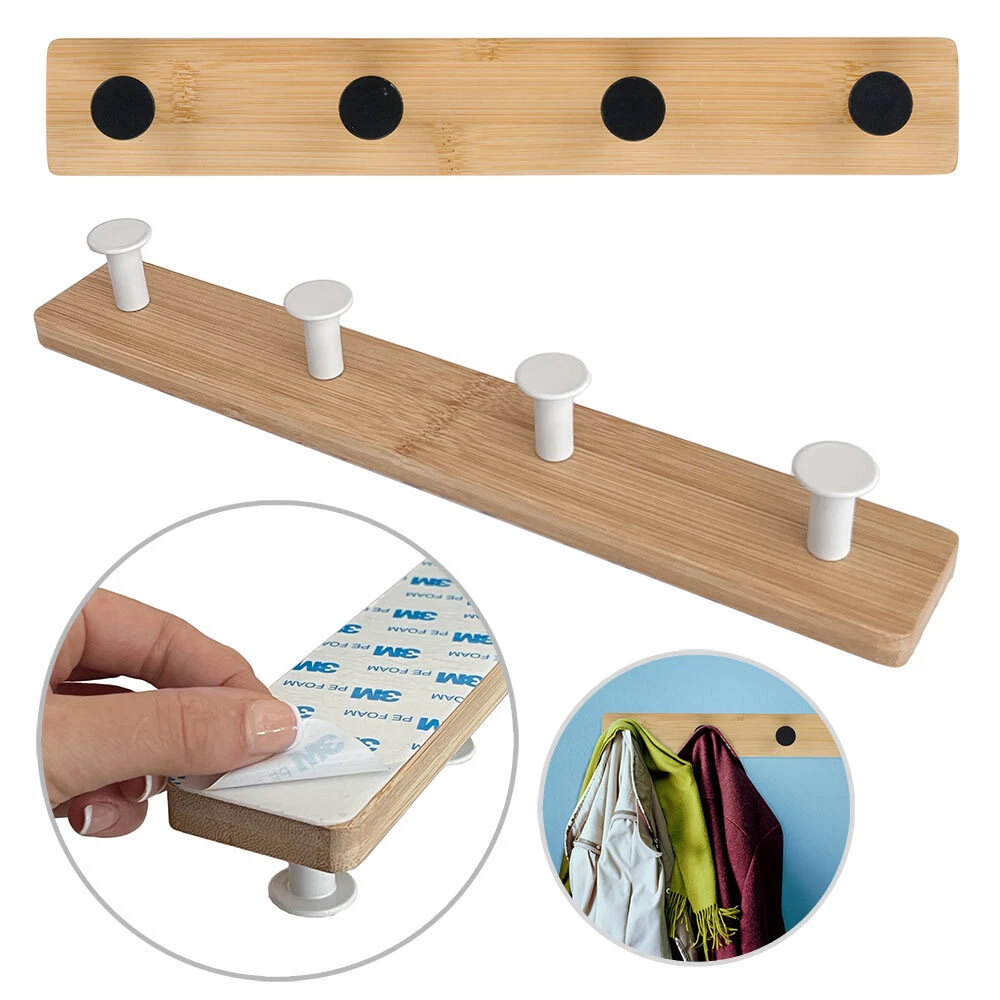 Wandgarderobe Aus Bambus – 3 Haken, Platzsparend & Natur | Für Flur, Bad & Kinderzimmer