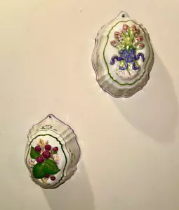 Juego de 2 moldes de cerámica ovalados esmaltados vintage 1986 Franklin Mint Le Cordon azul - Imagen 1 de 8