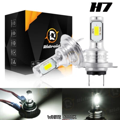 RIDROID 2 LED Headlight Bulbs Conversion Kit H7 High Low Beam Headlamp 6000K Super White