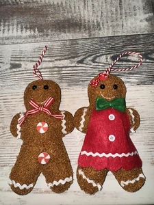 Peluche pan di zenzero nuovo 7" FELTRO decorazioni natalizie CAPELLI RICCI cottura bambina e ragazzo - Foto 1 di 15