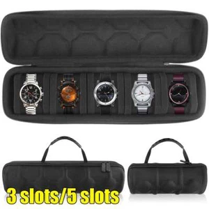 3 slots/5 slots Travel Watch Roll Case Wristwatch Display Case Watch Storage Box - Picture 1 of 14