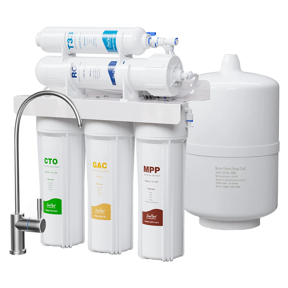 5 Stage Undersink Reverse Osmosis Water Filtration System 75 GPD Membrane Filter - Image 1 of 4