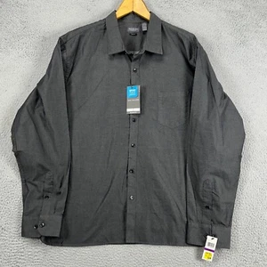 Van Heusen Never Tuck Adult Men Dress Shirt 2XL 18-18.5 Gray Slim Fit Pocket NEW - Picture 1 of 9