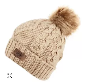 NWT ANGELA & WILLIAM Faux Fur Pom Beanie with Fleece Lining - Picture 1 of 4