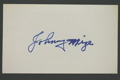 Johnny Mize HOF (d.1993) Cardinals Autographed Signed 3x5 Index Card SHARP AUTO - Image 1 of 2