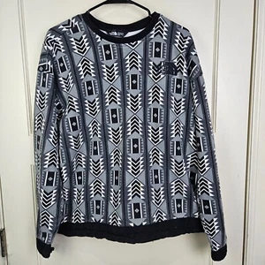 The North Face 92 Rage Fleece Crewneck Sweatshirt Black Aztec Print Men's Size M - Picture 1 of 3