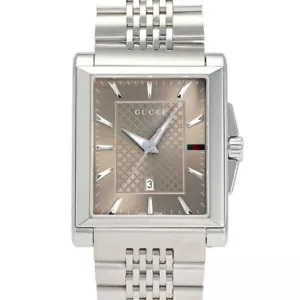 Gucci YA138402 G Timeless Quartz Men's Watch Brown Dial Analog SS From Japan - Picture 1 of 5