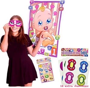 Baby Shower Party Game PIN THE DUMMY on Baby Boy Girl Unisex Gender Reveal Gift - Picture 1 of 5