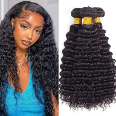 Deep Wave Human Hair Bundles 10 12 14 Inch Curly Human Hair Extension for Wom... - Bild 1 von 4