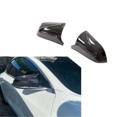 Real Carbon Fiber M Mirror Cover Cap Replacement for Tesla Model 3 2017-2023 22 Foto 1 de 4