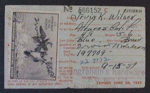 RW18 - 1951 Federal Duck Stamp on California Hunting License - Picture 1 of 2