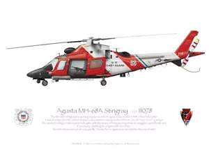 AgustaWestland MH-68 11078 USCG - A3+ Profile Print - Foto 1 di 4