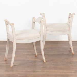 Pair, Gray Swedish Gustavian Tabouret Stools, circa 1890 - Picture 1 of 10