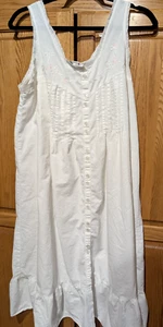 Vtg Jodie Arden Pleated Mid Length Nightgown Embroidery Trim Sleeveless Sz Small - Picture 1 of 7