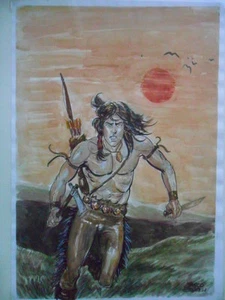BOSELLI MARCO - GUERRIERO INDIANO CHE CORRE -29,5*41 CM - TAVOLA ORIGINALE - Picture 1 of 1