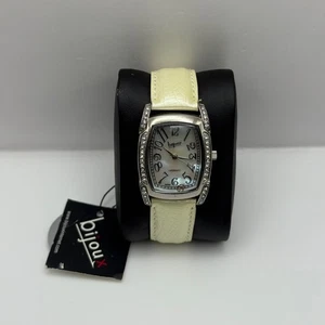 Working Bijoux Ladies Mother Of Pearl Dial Jewelled Bezel 27mm Quartz Watch - Picture 1 of 18