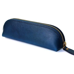 Genuine Leather Pencil Case, 15 Pens, Zipper Closure, Soft Leather, Stitching, S - Picture 1 of 8