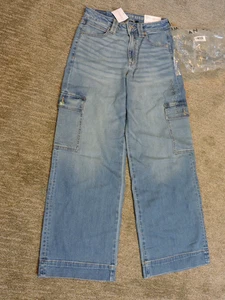 American Eagle Med wash blue Women's Dreamy Drape Wide-Leg Jean SZ 6 Reg 28W NWT - Picture 1 of 5