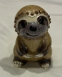 Faultier Emaille aufklappbare Schmuckschatulle mit Schmucksteinen - Bild 1 von 6