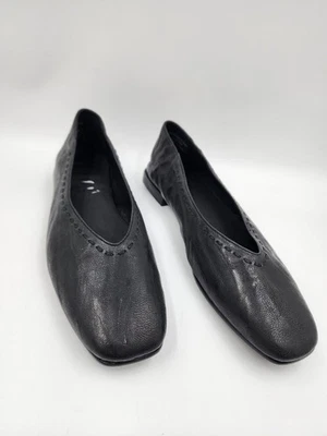 Frye Claire Black Square Toe Leather Flats Women's Size US 10M  EU 42 MSRP  $198 - Image 1 of 4
