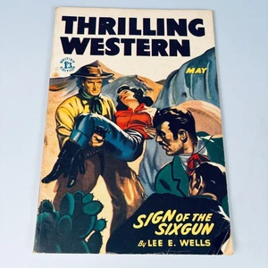 VINTAGE THRILLING WESTERN MAGAZINE MAY 1956 BRITISH EDITION SIGN OF THE SIXGUN - Picture 1 of 8
